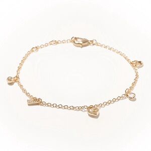 Coach Gold Heart Charm Bracelet with Bead Accents